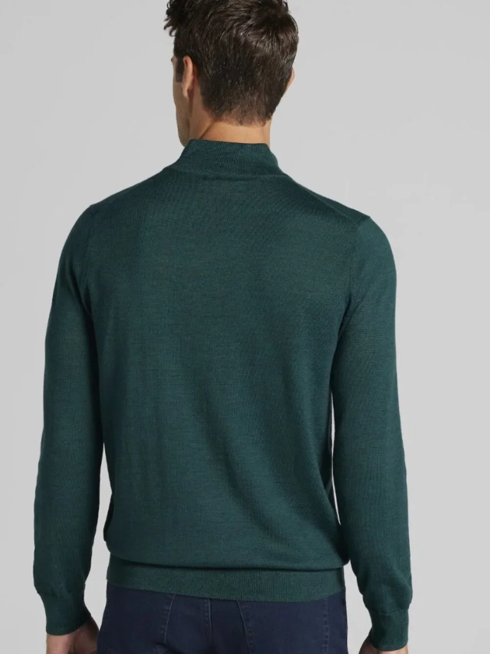NWT Jos A Bank Traveler 100% Merino Wool 1/4 Zip Sweater Dark Green Size XL - Picture 2 of 11